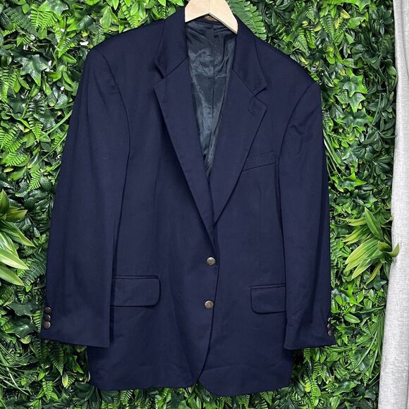 VINTAGE OSCAR DE LA RENTA Jacket Men 44S Blue Blazer 100% Wool Sport Coat Lined - Picture 3 of 11